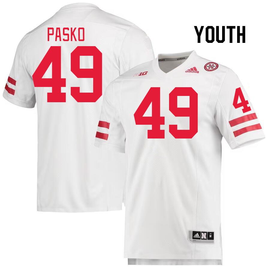 Youth #49 Danny Pasko Nebraska Cornhuskers College Football Jerseys Stitched Sale-White